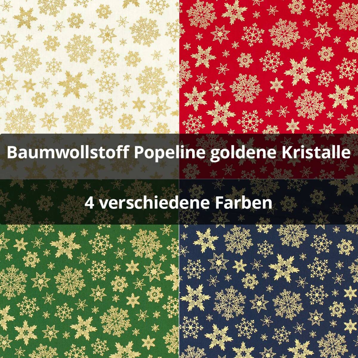 Baumwollstoff Popeline goldene Kristalle