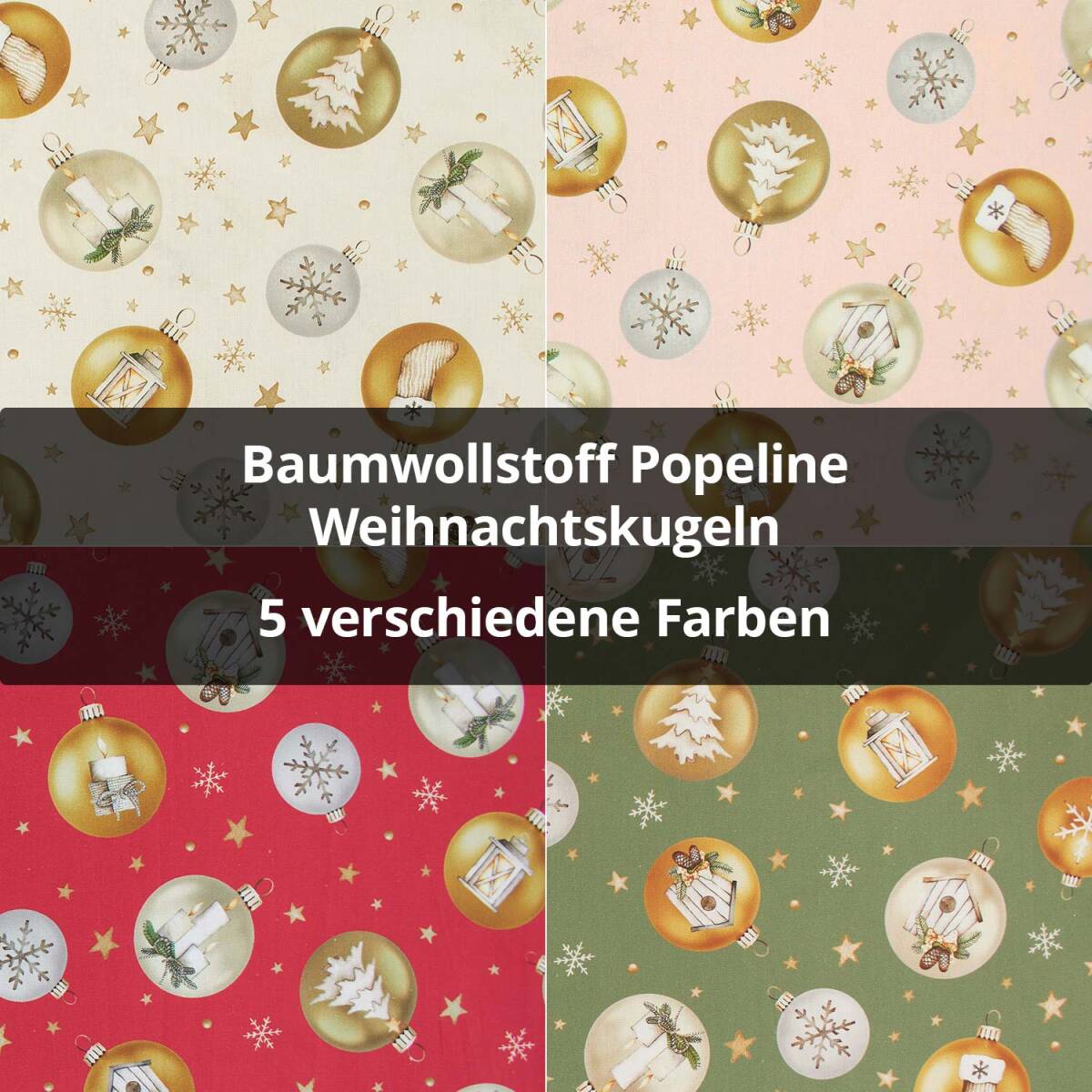 Baumwollstoff Popeline Weihnachtskugeln