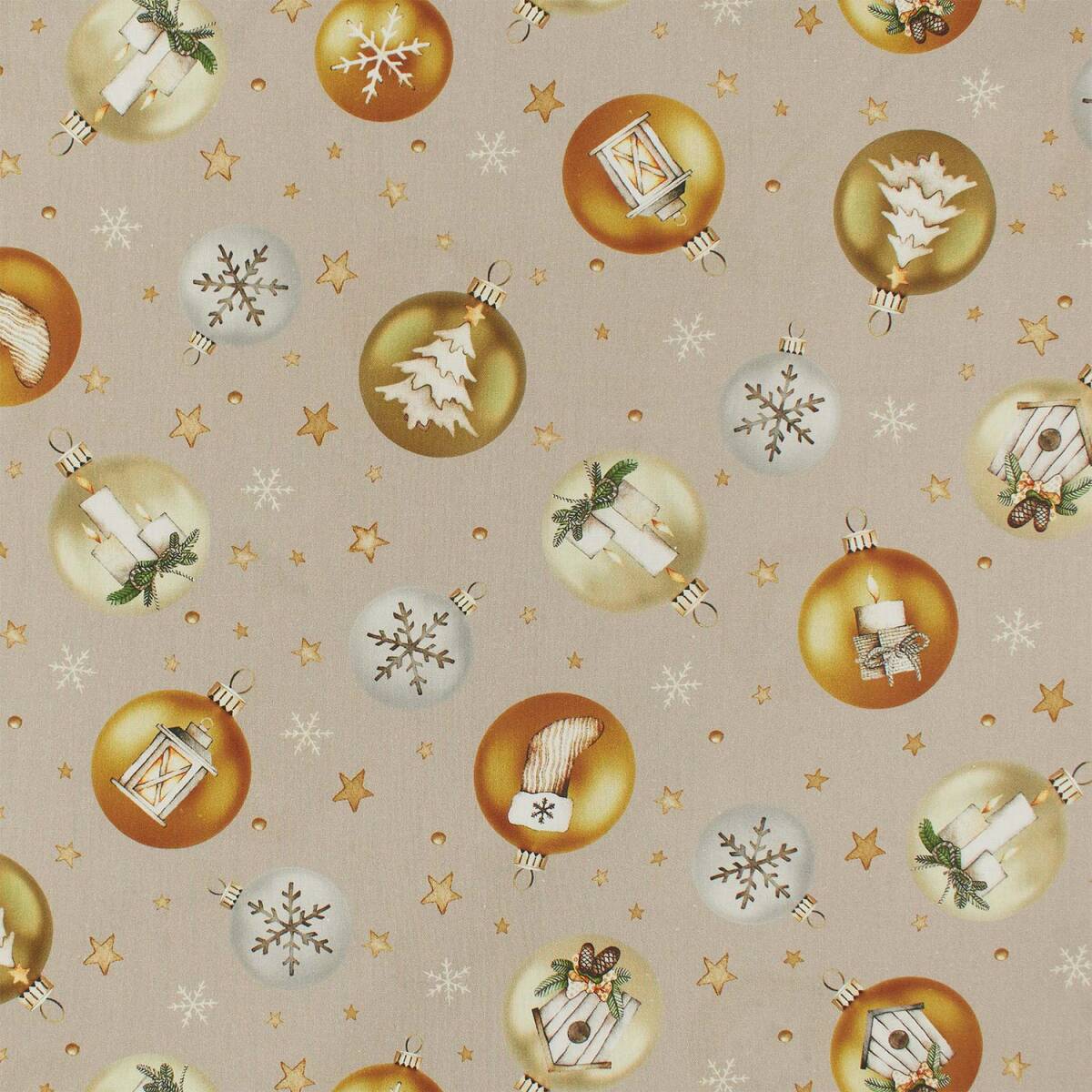 Baumwollstoff Popeline Weihnachtskugeln, box