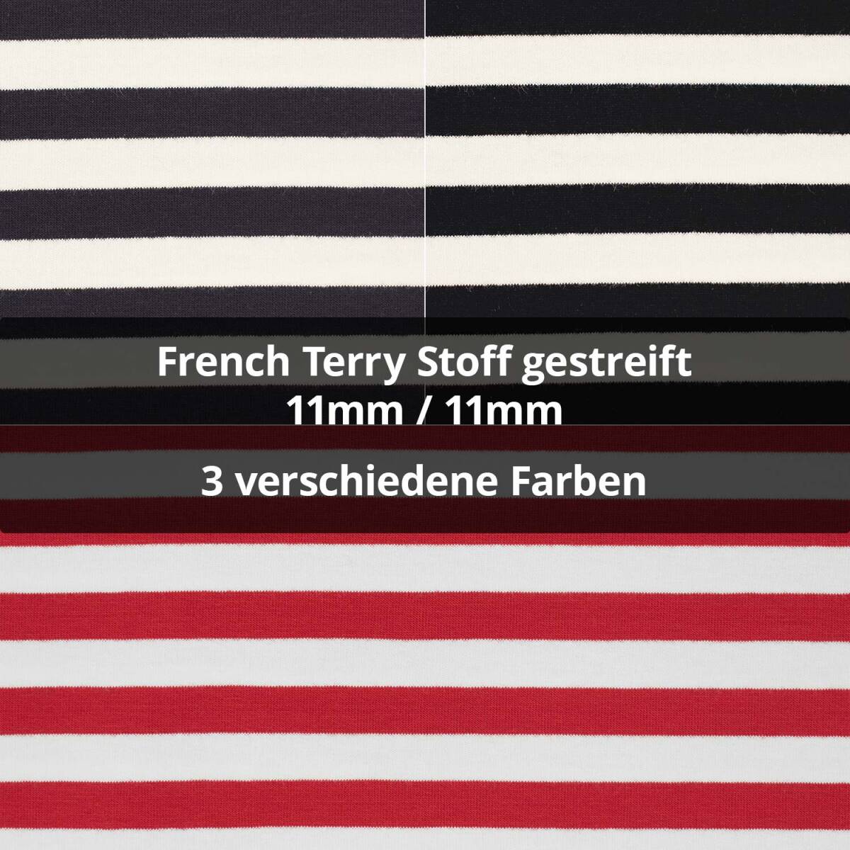 French Terry Stoff gestreift, 11mm, unge box