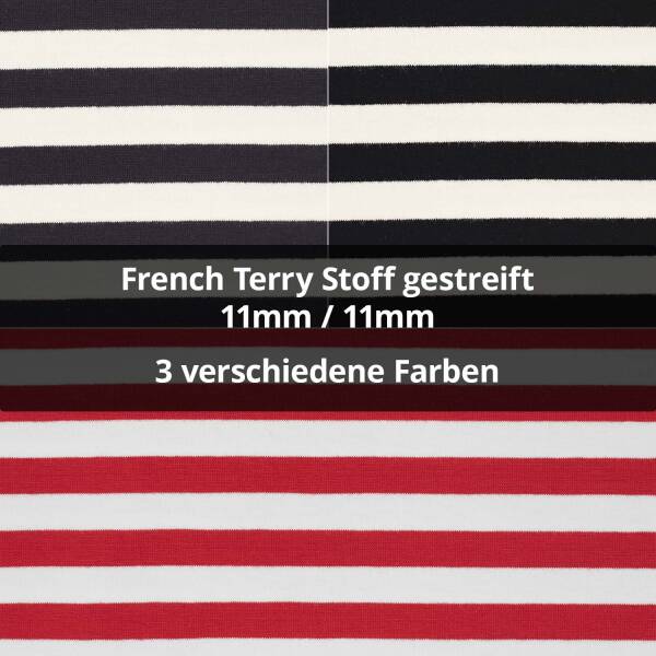 French Terry Stoff gestreift, 11mm, ungeraut