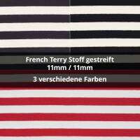 French Terry Stoff gestreift, 11mm, ungeraut