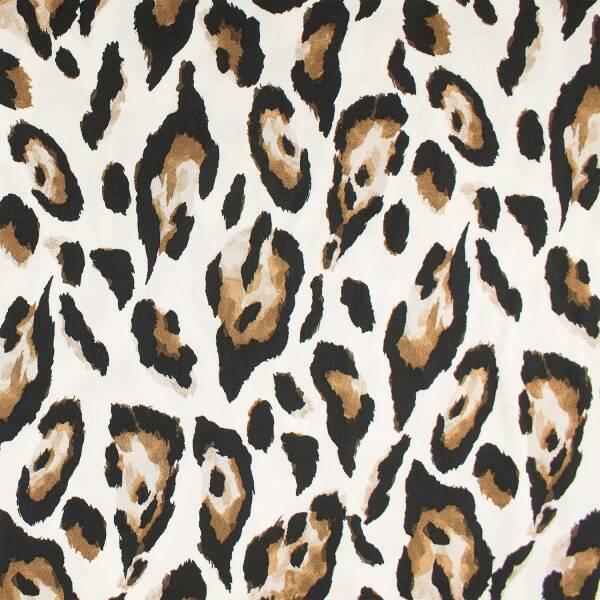 Viskose Satin Stoff Leoprint, natur