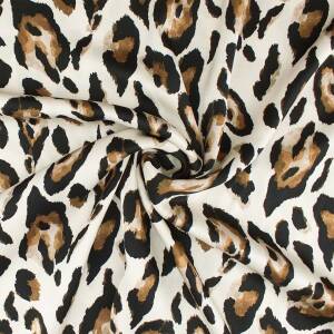 Viskose Satin Stoff Leoprint, natur