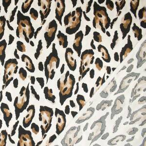Viskose Satin Stoff Leoprint, natur