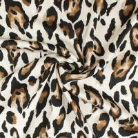 Viskose Satin Stoff Leoprint, natur