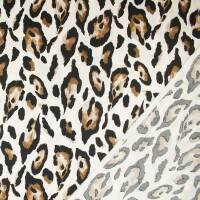 Viskose Satin Stoff Leoprint, natur