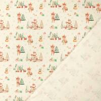 Baumwollstoff Popeline Weihnachtslandschaft, naturweiß