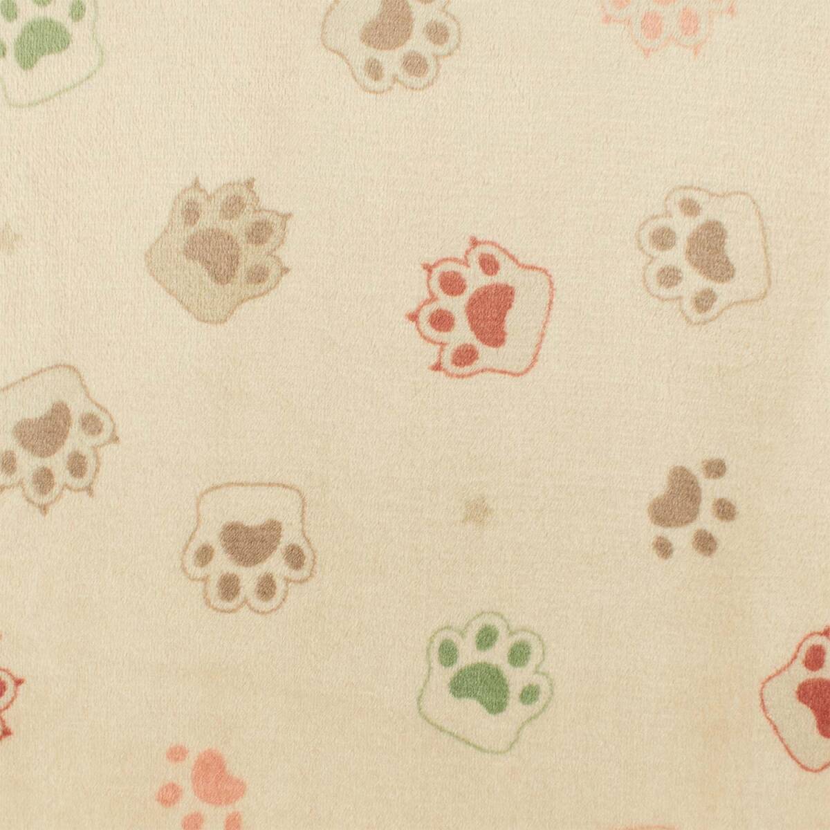 Wellness Fleece Stoff bunte Pfoten, beige