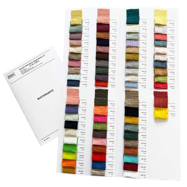Musterkarte - Musselin Stoff Sunny, Double Gauze, uni