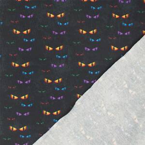 Jersey Stoff leuchtende Katzenaugen, schwarz
