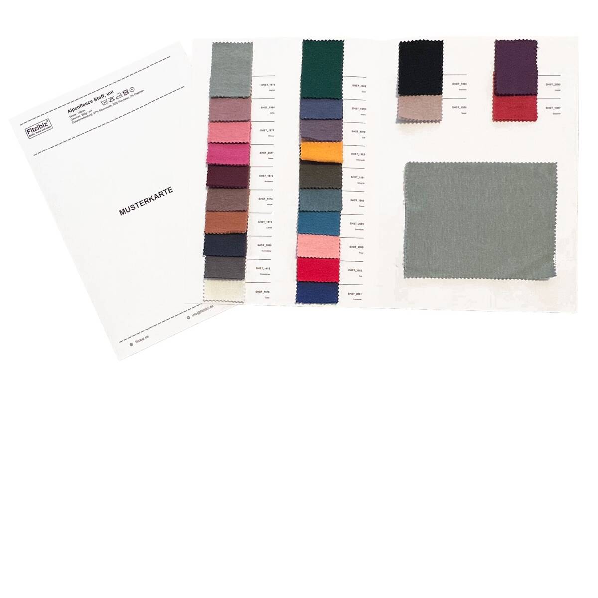 Musterkarte - Alpenfleece Stoff, uni