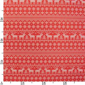 Sweatstoff Norwegermuster Holly, angeraut, rot