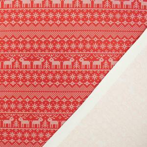 Sweatstoff Norwegermuster Holly, angeraut, rot
