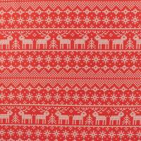 Sweatstoff Norwegermuster Holly, angeraut, rot