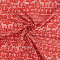 Sweatstoff Norwegermuster Holly, angeraut, rot