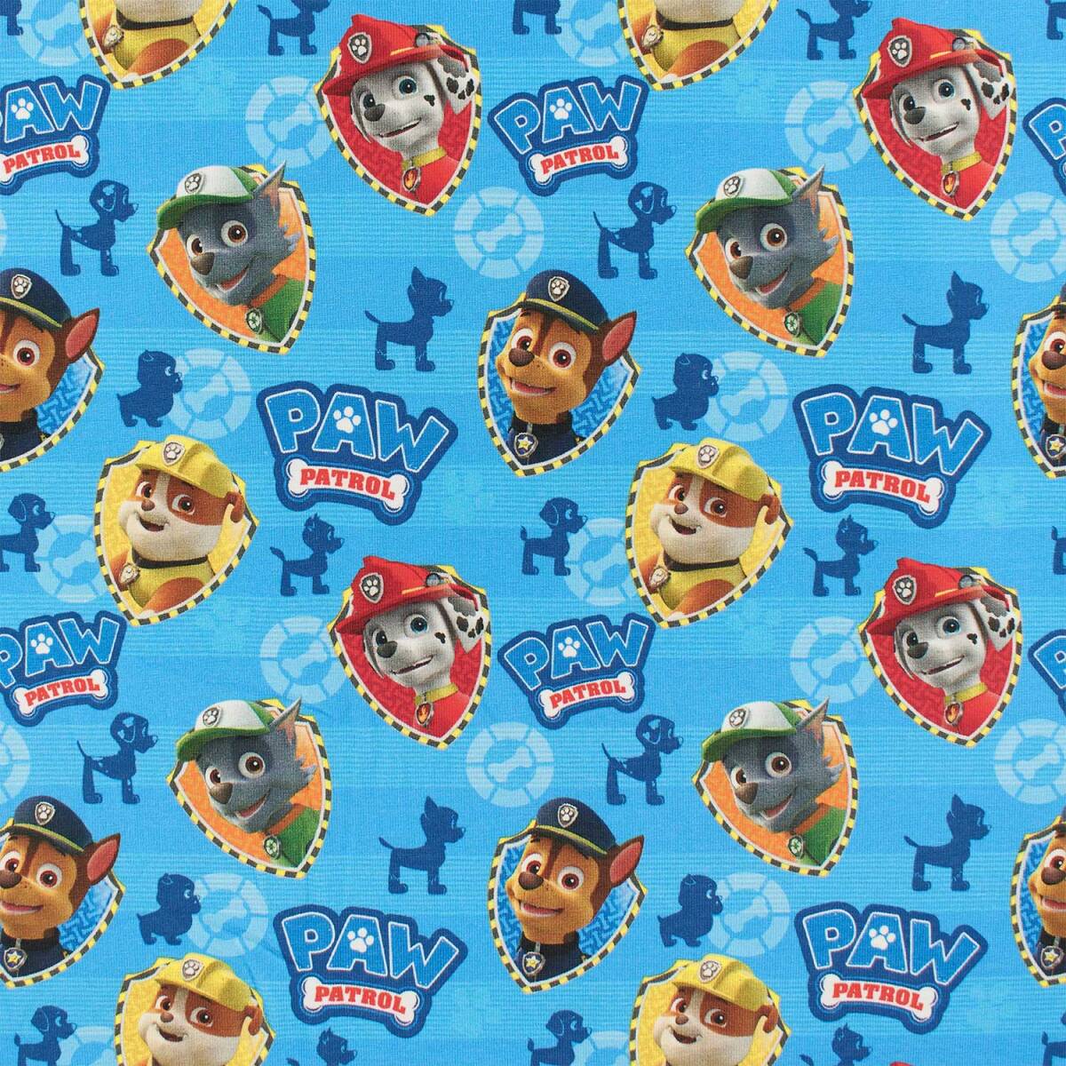 Jersey Stoff Paw Patrol Hunde Logo, türkisblau