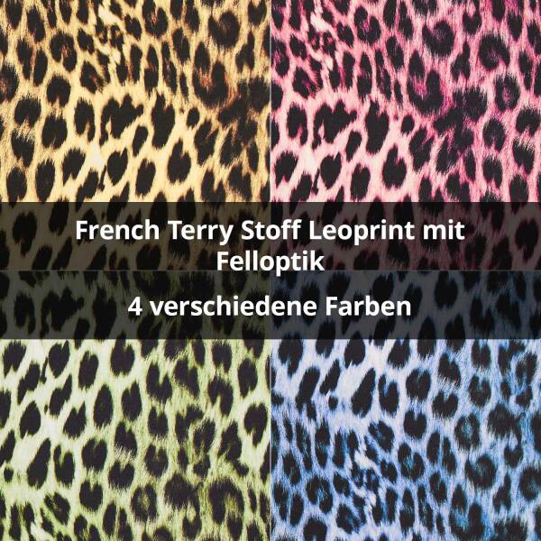 French Terry Stoff Leoprint mit Felloptik, angeraut