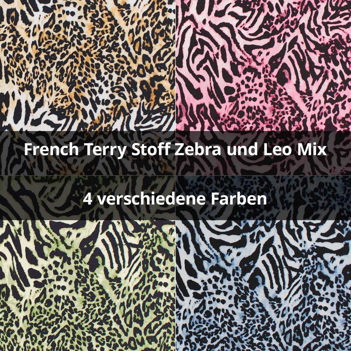 French Terry Stoff Zebra und Leo Mix, angeraut