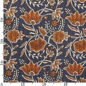 Steppstoff Blumenranken, marine/rost