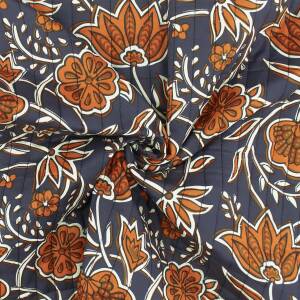 Steppstoff Blumenranken, marine/rost