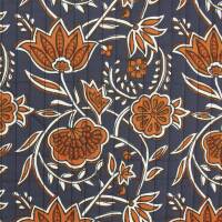 Steppstoff Blumenranken, marine/rost