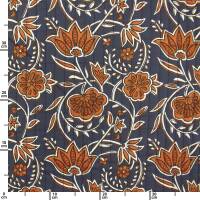 Steppstoff Blumenranken, marine/rost
