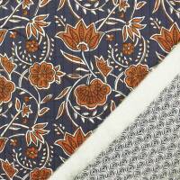 Steppstoff Blumenranken, marine/rost