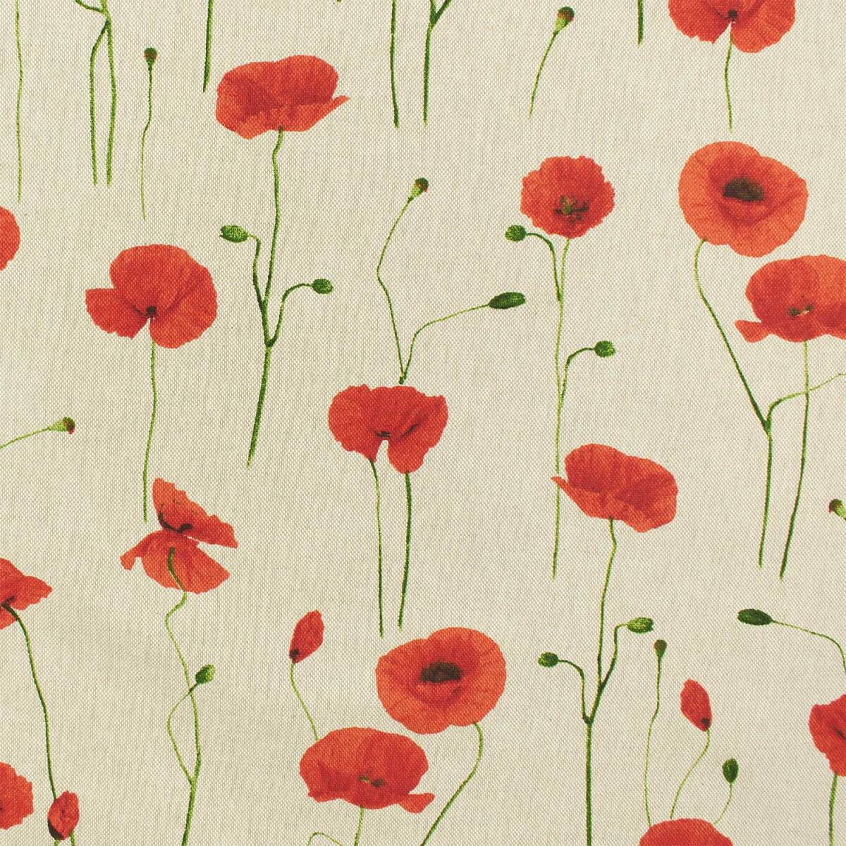 Dekostoff Mohnblumen, Leinenoptik, natur box
