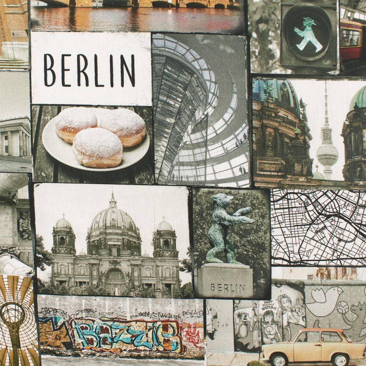 Halbpanama Stoff Berlin, mehrfarbig