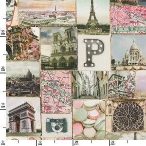 Halbpanama Stoff Paris, mehrfarbig