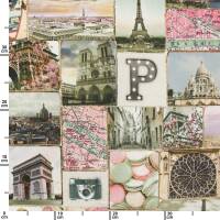 Halbpanama Stoff Paris, mehrfarbig
