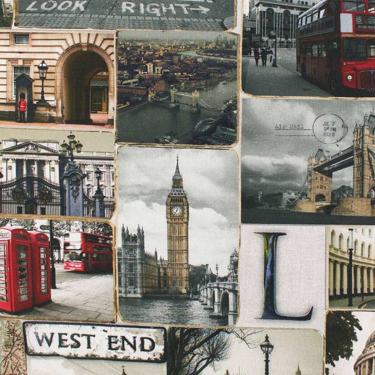 Halbpanama Stoff London, mehrfarbig