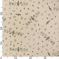 Dekostoff Noten, Leinenoptik, natur