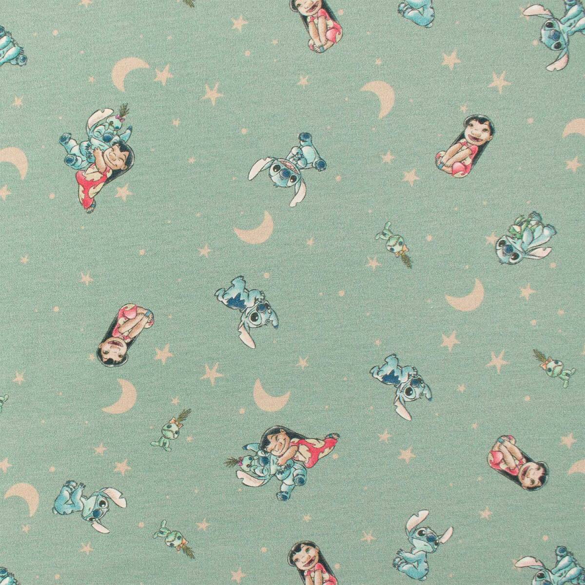 Jersey Stoff Lilo & Stitch, dunkelmint