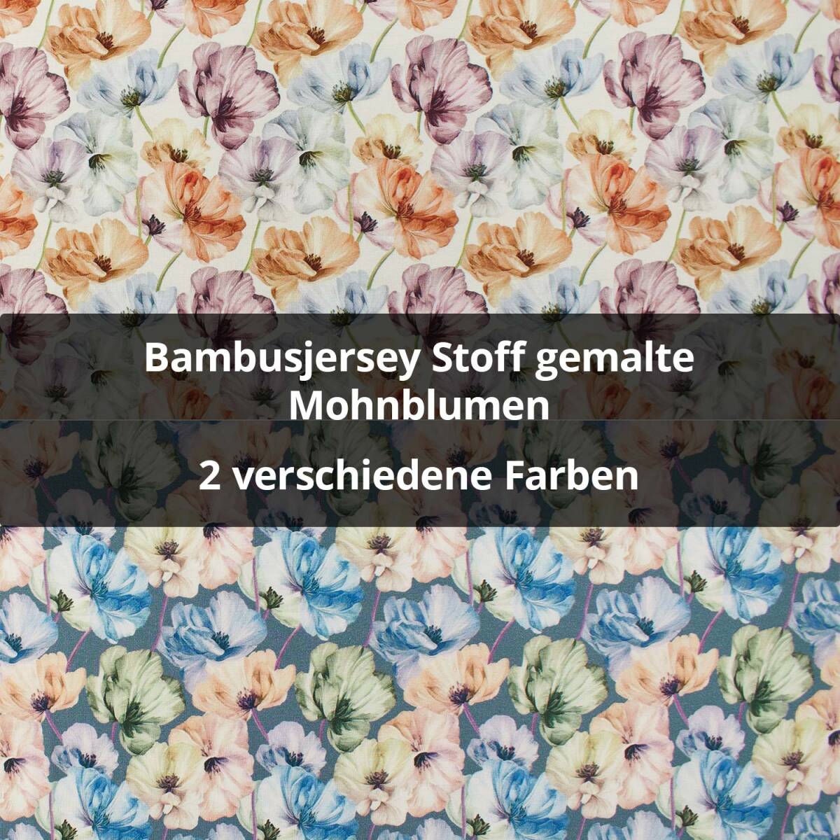 Bambusjersey Stoff gemalte Mohnblumen