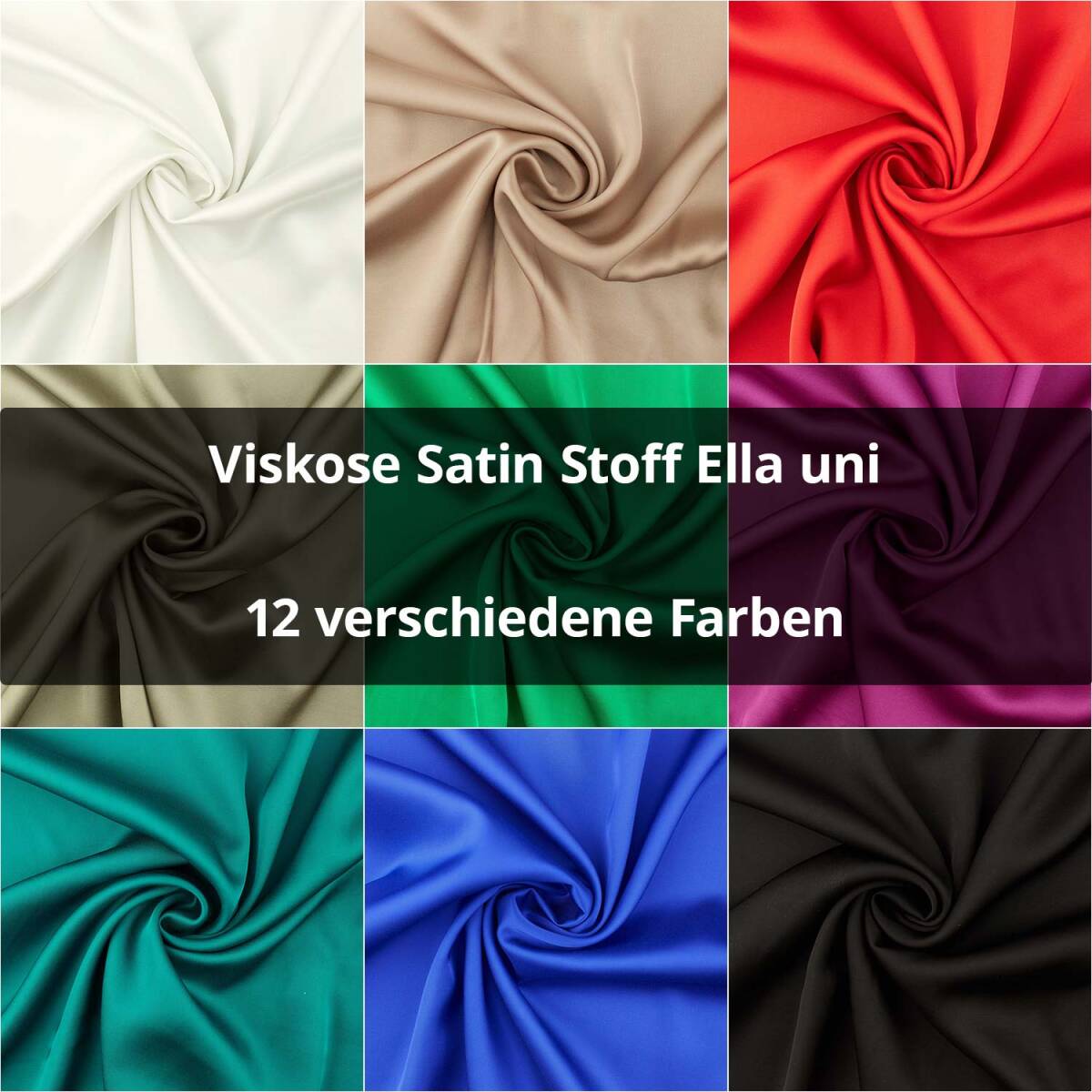 Viskose Satin Stoff Ella, uni