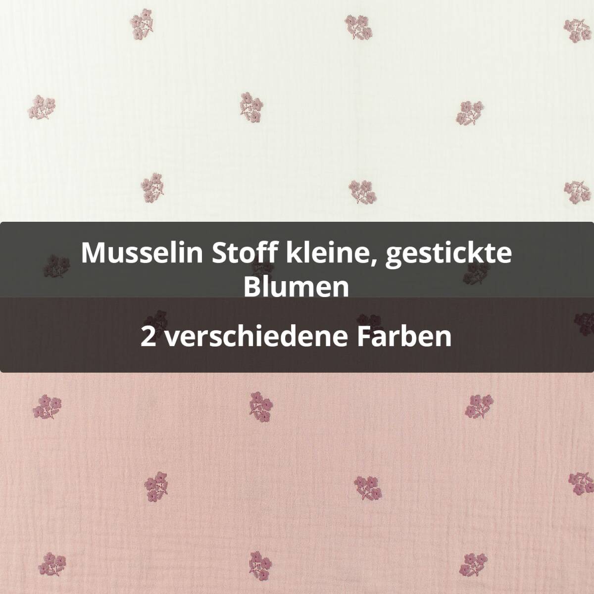 Musselin Stoff gestickte kleine Blumen, Double Gauze