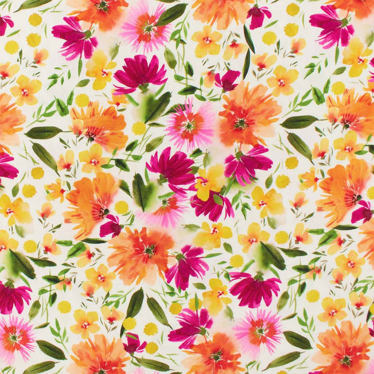 Viskose Stretch  Stoff Sommerblumen, meh box