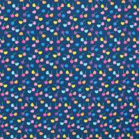 Jersey Stoff bunte Kirschen, dunkelblau
