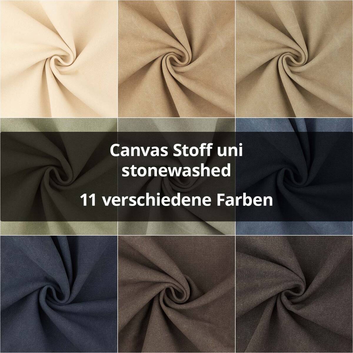 Canvas Stoff stonewashed, uni