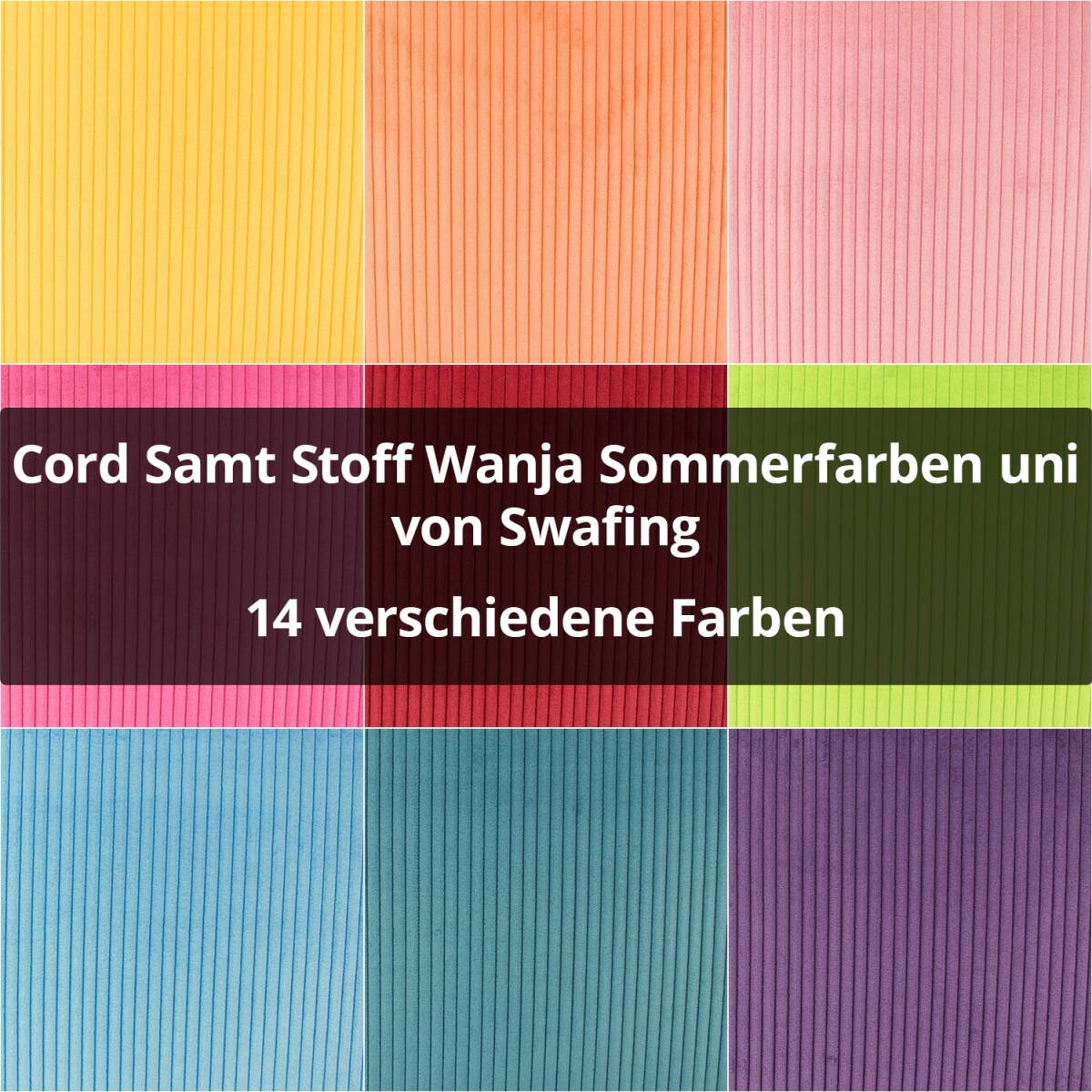 Cord Samt Stoff Wanja, Sommerfarben, uni