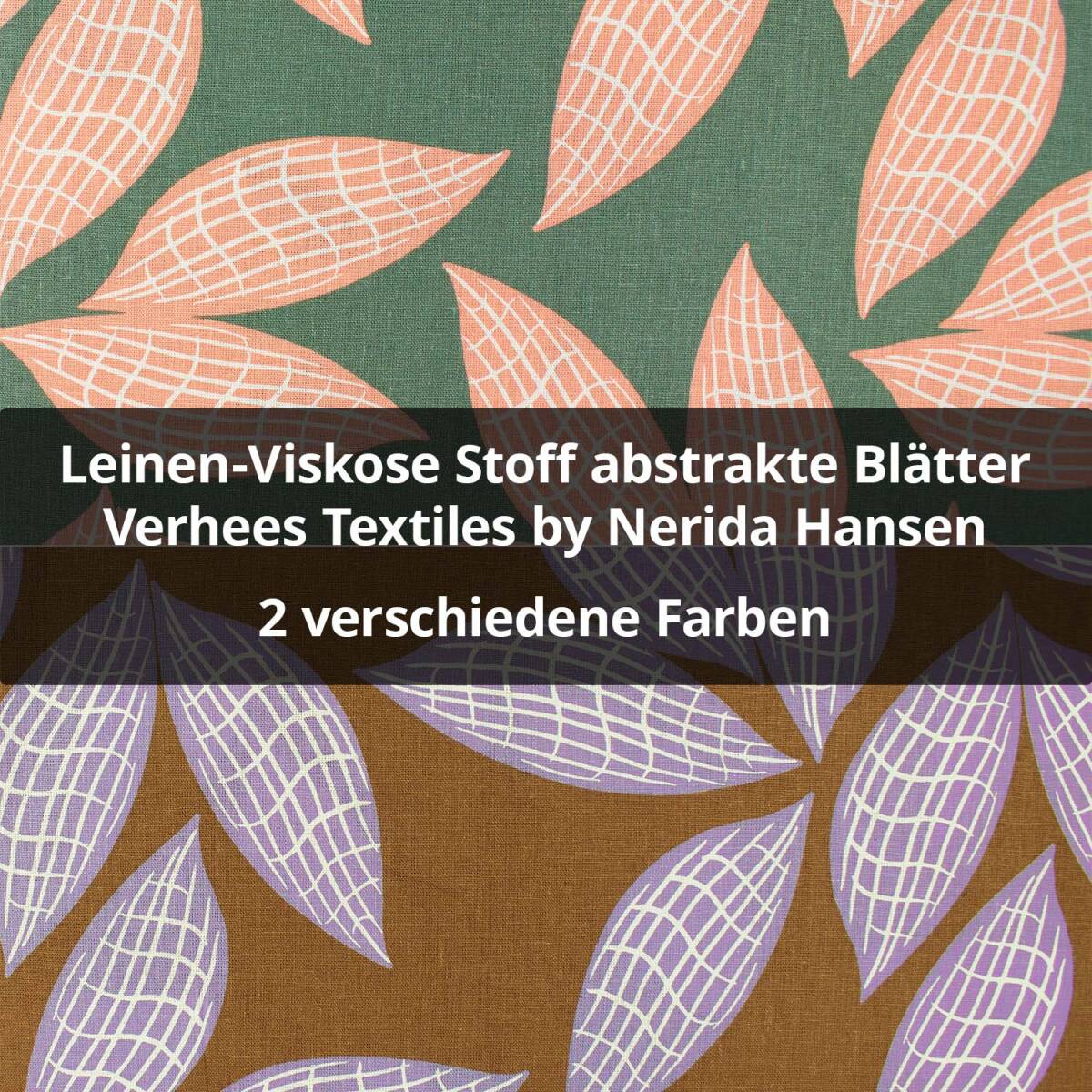 Leinen-Viskose Mix Stoff abstrakte Blätter