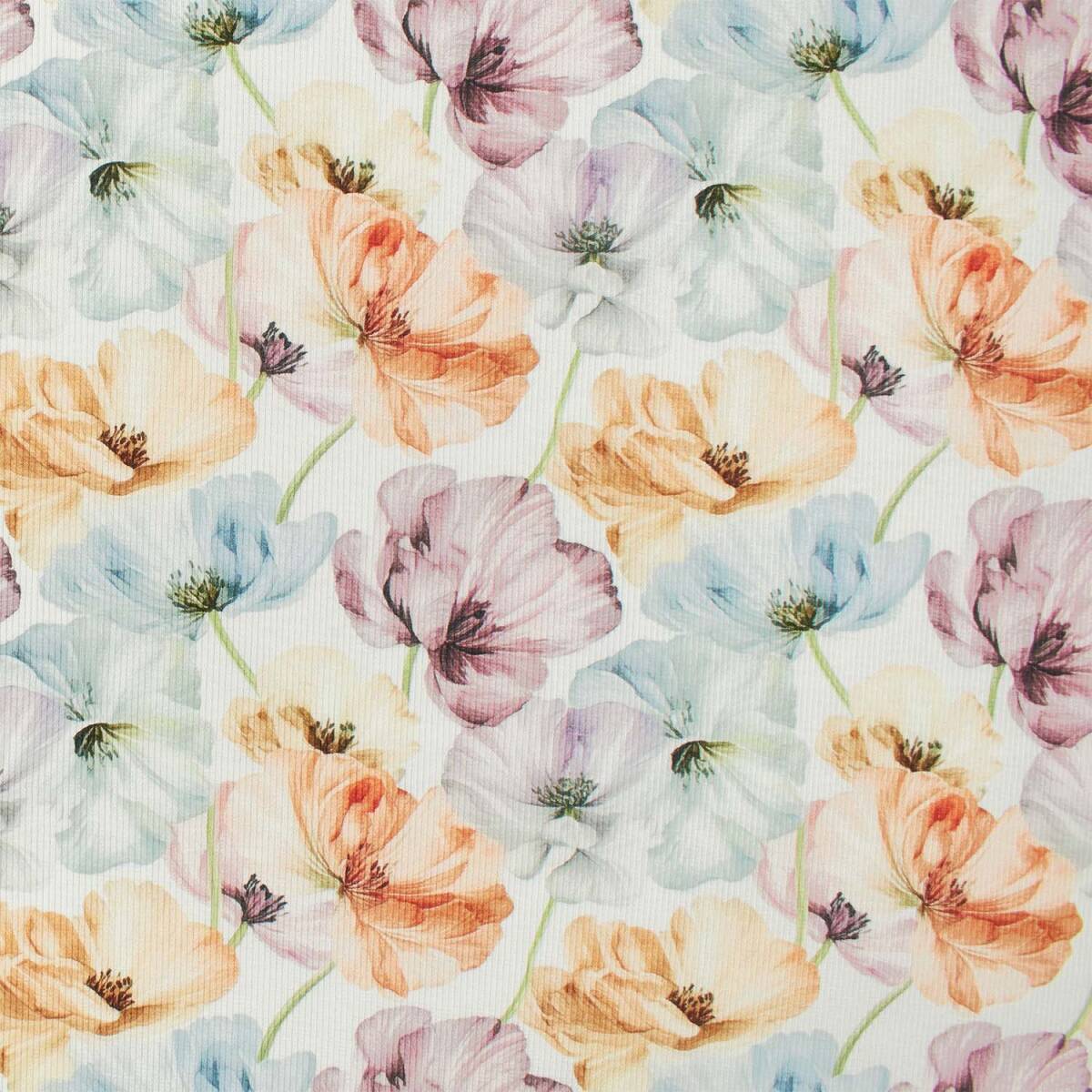 Rippjersey Stoff Mohnblumen, naturwei&sz box