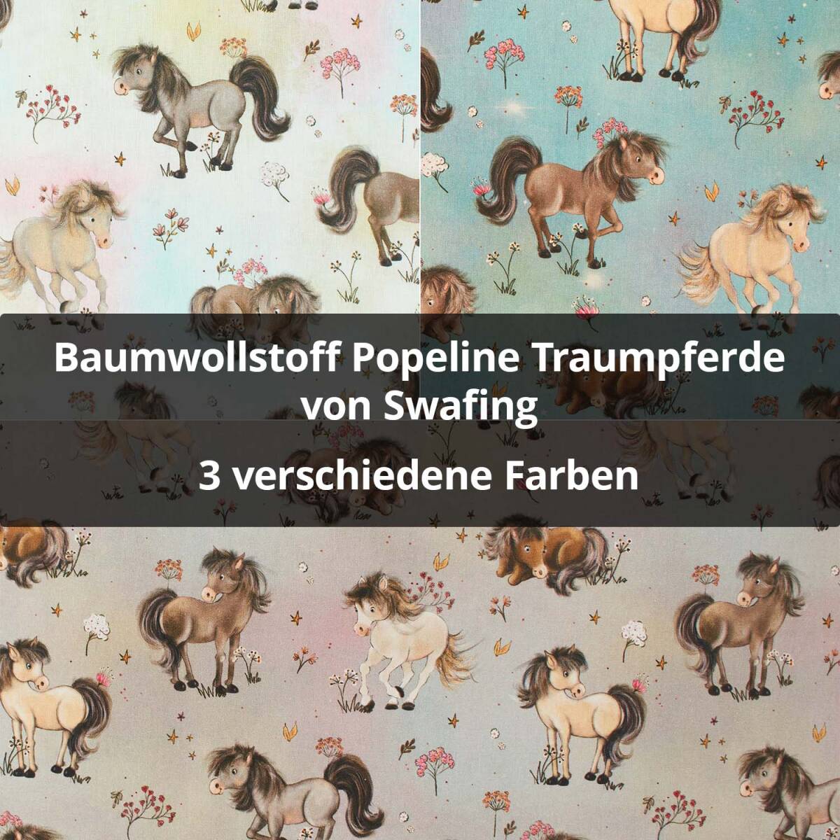 Baumwollstoff Traumpferde