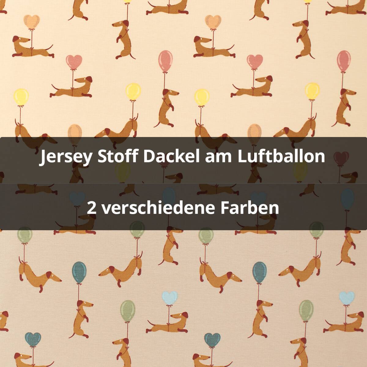 Jersey Stoff Dackel am Luftballon