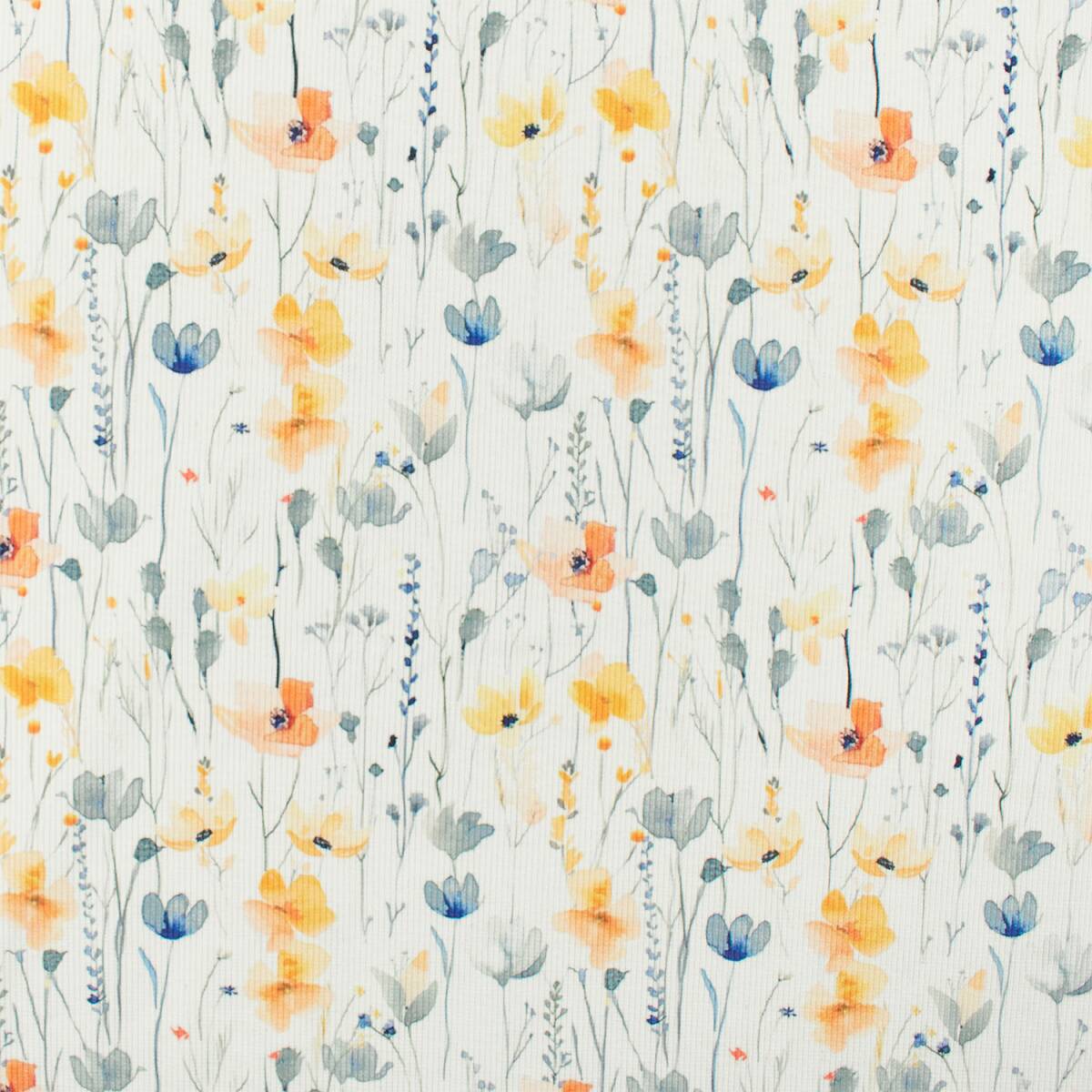 Rippjersey Stoff Blumen im Aquarell-Look box