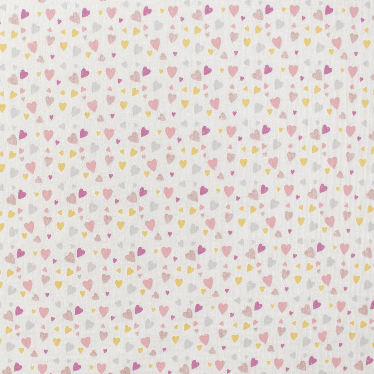 Musselin Stoff bunte, kleine Herzen, Dou box
