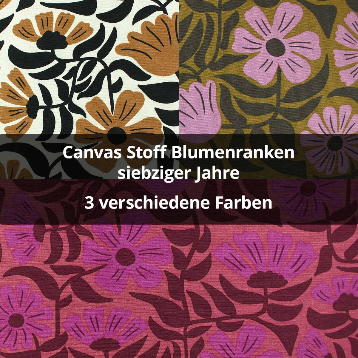 Canvas Stoff Blumenranken siebziger Jahre