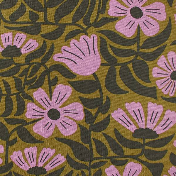 Canvas Stoff Blumenranken siebziger Jahre, goldkiwi